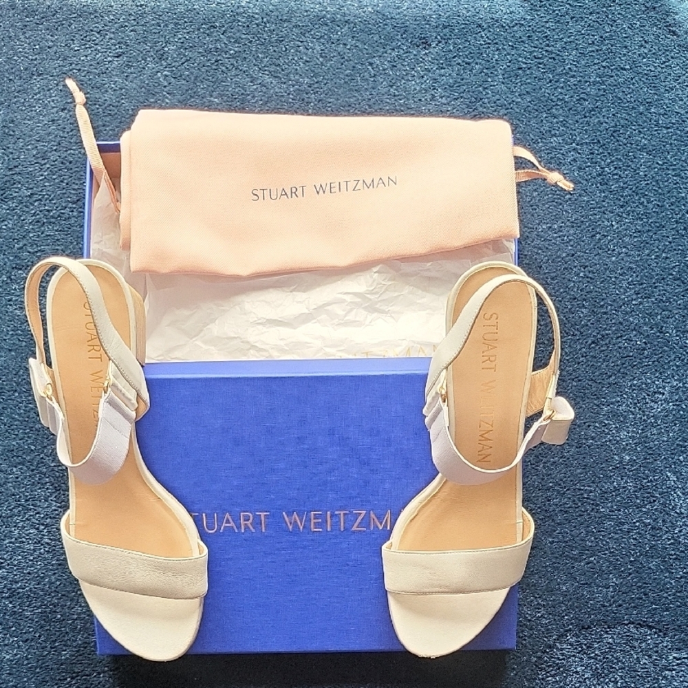 Stuart Weitzman Cream Sandals with Ankle Strap